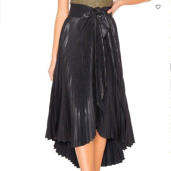 A.L.C. Eleanor Pleated High-Waist Midi Skirt in Midnight Colorway Size 2 - Picture 3 of 11